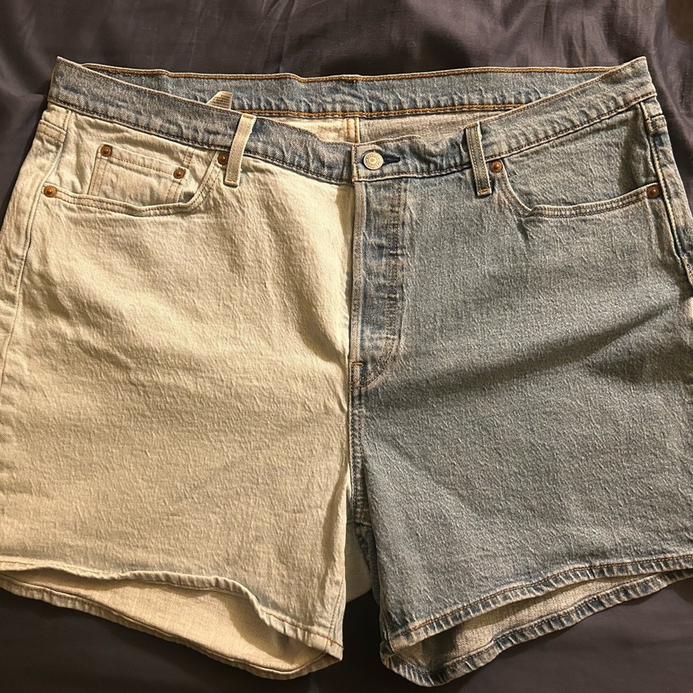 Levi's Two-Tone Jean Shorts - Blue and Cream